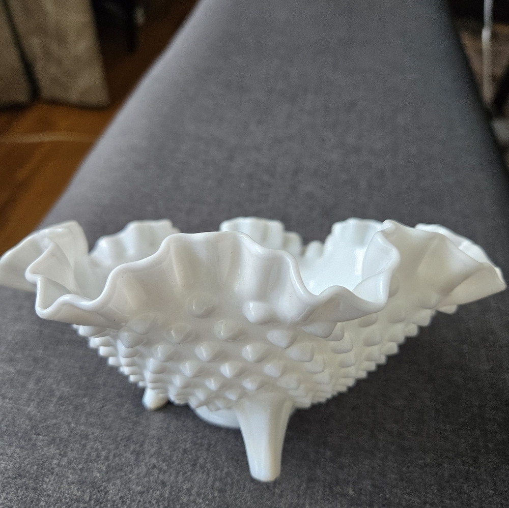 Fenton White Milk Hobnail Milk Glass Bowl
